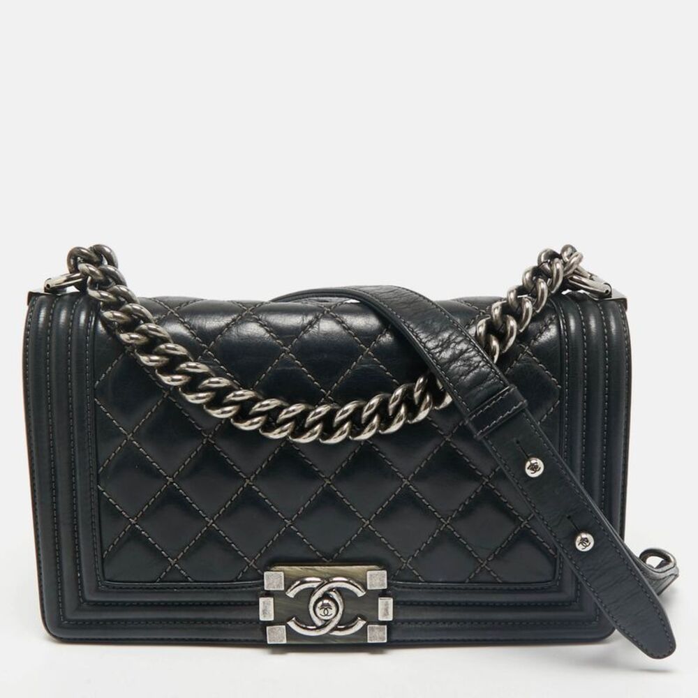 Chanel Boy Medium Black Leather Shoulder Bags